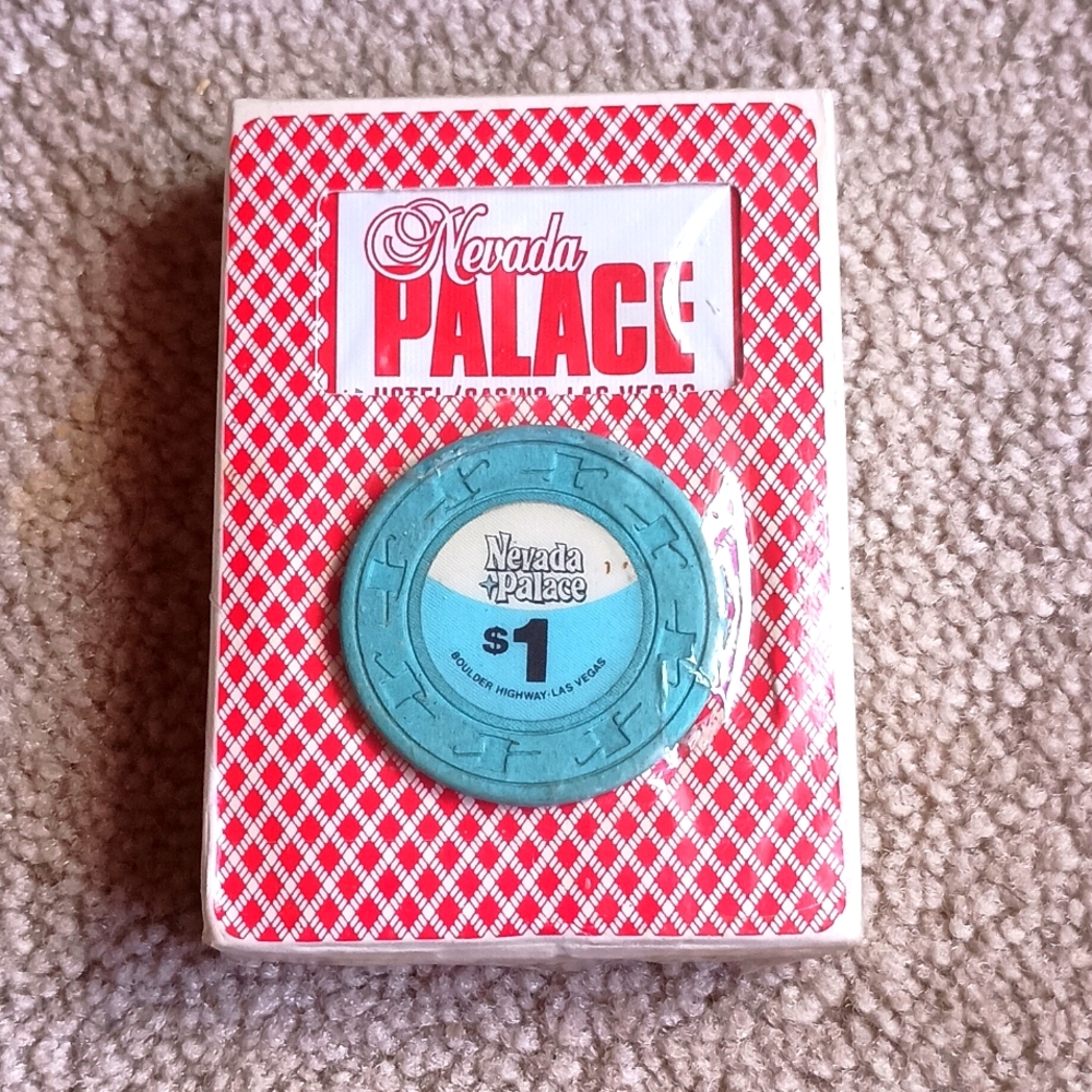 Historic Nevada Palace Casino Playing Cards with $1 Chip